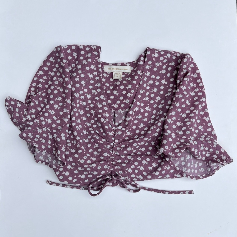 Monteau Los Angeles Floral Mauve Blouse, Size M